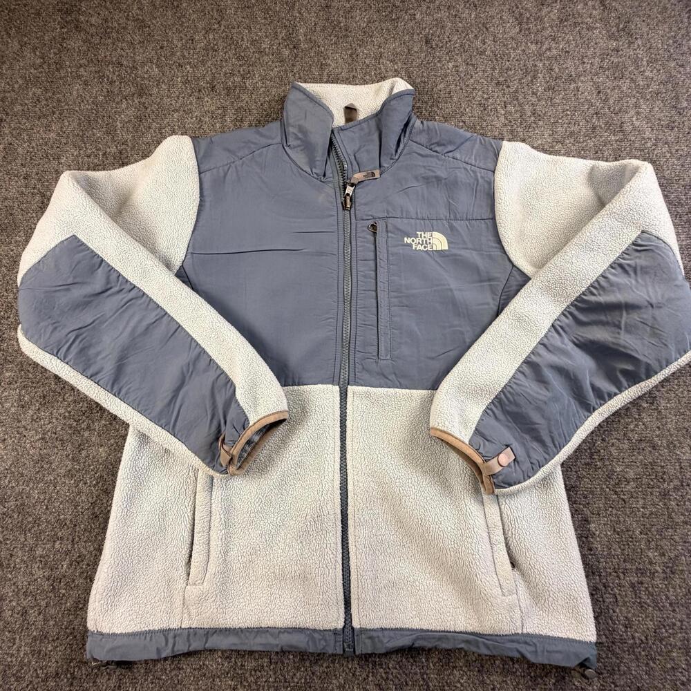 The North Face Womens Polartec Fleece Denali Jacket Blue Gray Medium #H